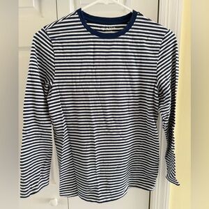Unacoo- Kids Striped Long Sleeve Tee, Navy/White, Size XL
